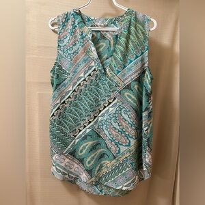 Artisan NY BOGO Sleeveless Paisley Patchwork Blouse Teal Multi – Size M ⚫️